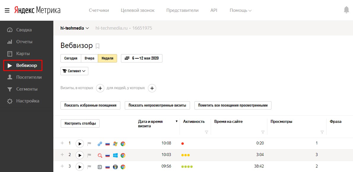 «Вебвизор» в «Яндекс.Метрике»: зачем он нужен и как его настроить
